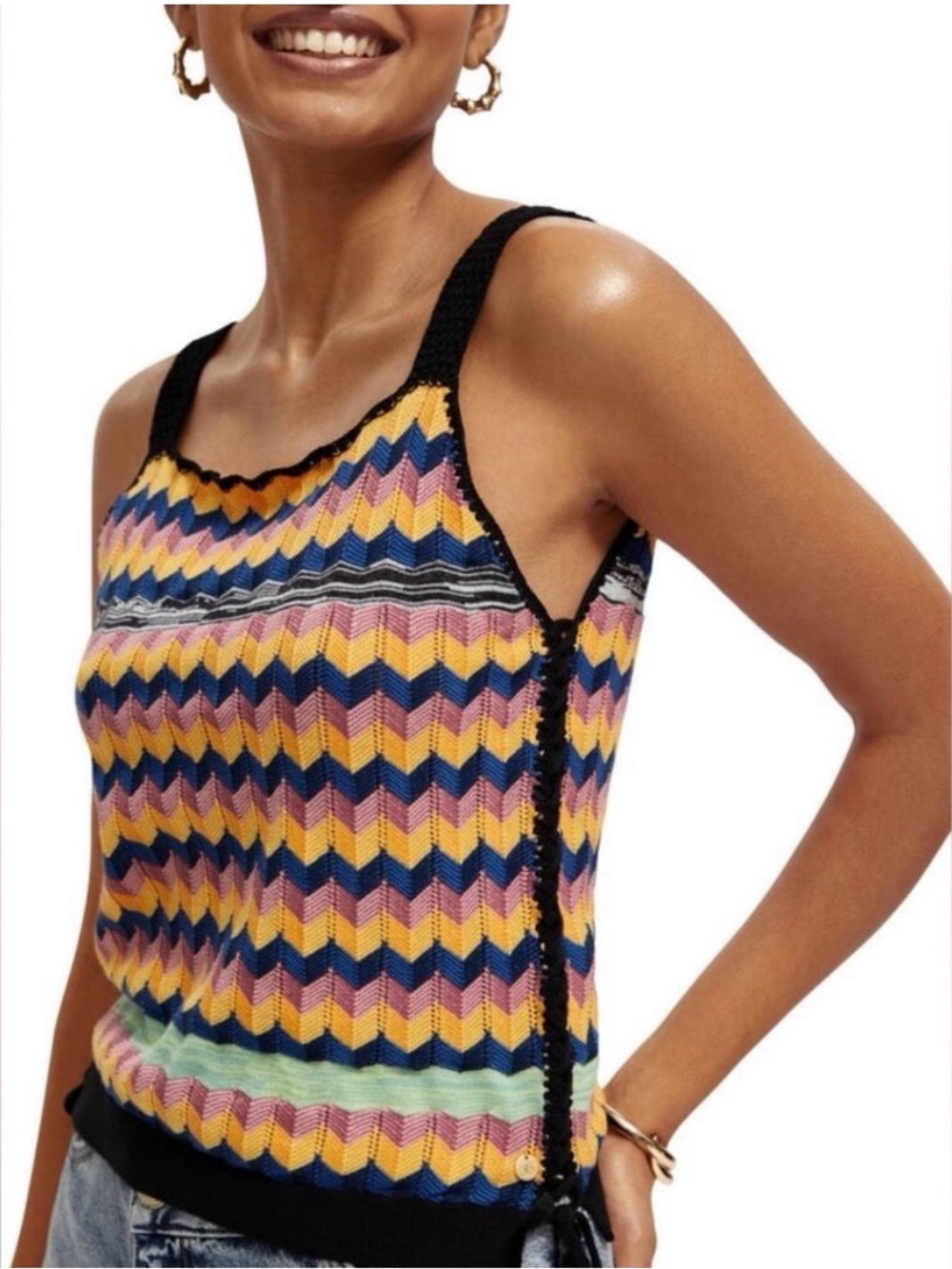 Scotch & Soda Born to Love Chevron Knit Top Size S
